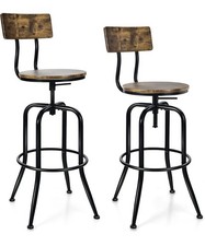 2-er Barhocker-Set industrielle hohe Barhocker Küchenhocker Braun & Schwarz