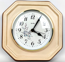 Vintage 70er ZentRa Küchenuhr Keramikuhr Lilium – Landhausstil Beige Braun läuft