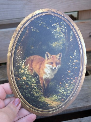 Wandbild fuchs wald oval mdf - wandbild,