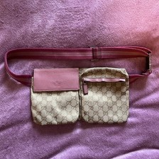 Gucci Vintage GG Canvas Bauchtasche – Original – rosa Details