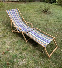 Liegestuhl klappbar holz mit fußteil in gutem Zustand