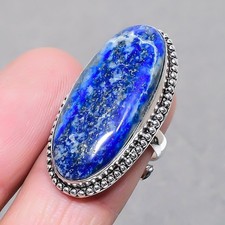 Lapislazuli ovale Form Edelstein handgefertigt ethnisch verstellbar Schmuck R...