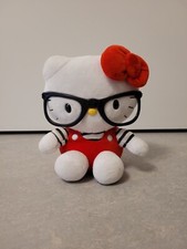 Plüsch Stofftier: Sanrio 2014 Hello Kitty 17 cm groß roter Latzhose und Brille