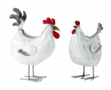 Hahn und Henne 23,5 cm Metall
