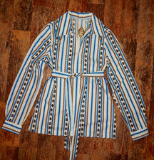 Vintage  70er Jahre bedruckte Bluse Retro Hippie Trachtenmode Gr.S