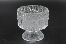 Walther Glas Dessertschale Schale mit Fuß Eisglas Brutalist Baumrinde Relief Ø 8