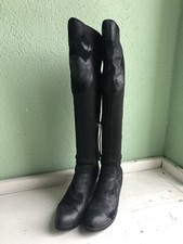 Onid Studio Overkneestiefel Stretch Leder Patches SchwarzGr.38 passen bei Gr.39