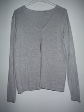 1 x getragene Damen-Strickjacke, grau, Größe 42