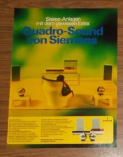 Seltene Werbung vintage SIEMENS QUADRO-SOUND HiFi Stereo-Anlagen 1972