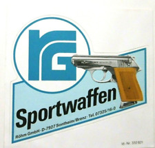 Werbe-Aufkleber rG Röhm Sportwaffen Schreckschuss Signal Pistole RG 800 80er