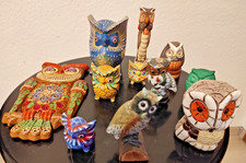 Konvolut Eulen Sammlung - 11 dekorative Eulenfiguren - Vintage