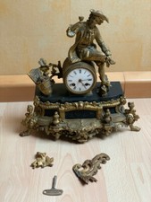 Kaminuhr Brunfaut 19Jahrhundert franz.Kaminuhr  Zinkguss Bronzefarben