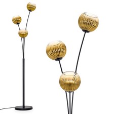 HOFSTEIN Villamare Stehlampe Metall/Glas in Schwarz/Goldfarben/Klar Stehleuchte