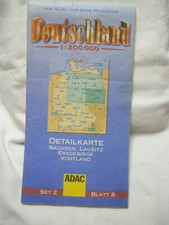 Landkarte Teilkarte Deutschland Detailkarte 1:200.000 ua.Sachsen.. ADAC-Set 1998