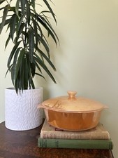 Seltene Mid Century Anchor Hocking Fire King Pfirsich Glanz Auflaufform