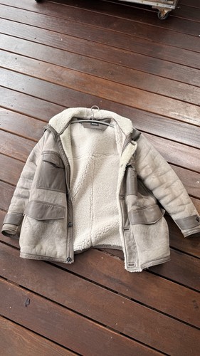 Beige premium lederjacke lang - lederjacke,,