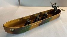 Lineol Pionier Ponton-Boot aus Metall mit Steuermann und  3 Soldaten sitzend #1