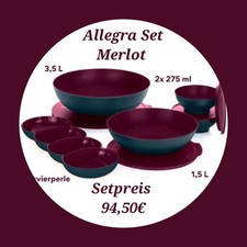 Tupperware Allegra Merlot Set / Servierschüssel eckig / Salatbesteck NEU