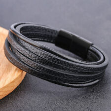 Leder Armband Armreif Herren Braid Männer Magnetverschluss Vintage Geschenk