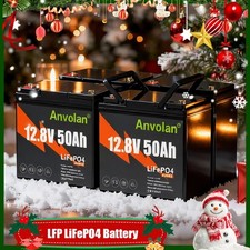 4X Anvolan 50Ah 12V 24V 48V LiFePO4 Lithium Wiederaufladbare Batterie Golf Cart