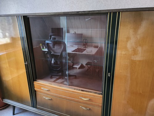 Vitrinenschrank teilmassiv ddr - vitrinenschrank, teilmassiv,ddr