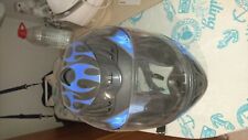 Motorrad Helm, 56 -S Integralhelm mit Flammendesign in Schwarz-Blau