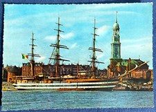 AK Hamburg Hafen Überseebrücke Amerigo Vespucci Ital. Segelschulschiff