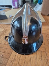 Feuerwehrhelm Österreich 1950er Jahre mit Metallspinne Wappen von Grünbach