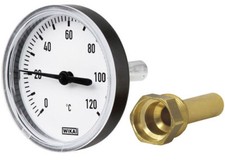 Wika Bimetall Zeigerthermometer 0-120 °C Ø 63 80 100 mm 1/2" Tauchhülse Heizung