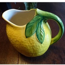 Krug Zitrone Karaffe gelb Kanne Saft Wasser Tee Deko Getränk Hand Painted Italy