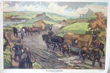 Schautafel/Lehrtafel"Landstraße im Mittelalter"Orig.v. Grazioli~1960 -ca.65x92cm