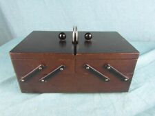 Nähkasten Nähkiste Antik Zieharmonika Nähutensilien Nähkorb Buche Vintage 2b2