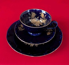 Bareuther Kobalt Blau Sammeltasse Sammelgedeck Gold Kaffee Set Relief Gedeck Tee