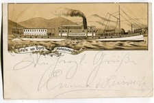 Vorläufer Litho AK Rheinschiff,Dampfer Hohenstaufen,Stempel Coblenz 1892
