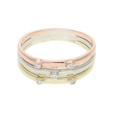 Damen Ring 585/000 (14 Karat) Gold, Weißgold, Rotgold mit Zirkonia getragen 2532