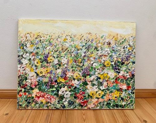 Abstraktes blumenfeld impasto - blumenfeld,
