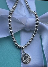Tiffany & Co Silber Rund Return To Tag 4mm Perlen 19cm Medium Armband UVP275€