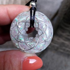 Orgonit Anhänger Torus Rodin Spule, Bergkristall | Schmuck Talisman Orgon (B40a)