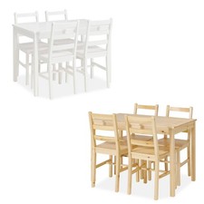 Essgruppe mit 4 Stühlen Set Tisch Stuhl Kiefernholz weiß oder natur Homestyle4u