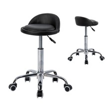 Sitzhocker Hocker mit Rollen Kosmetikhocker Höhenverstellbar Drehbar Schwarz