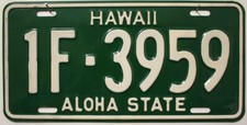 Hawaii USA Nummernschild Auto-Kennzeichen 60er Jahre Typ US License Plate 1F3959