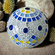 Mosaik rosenkugel blau gelb - blau,