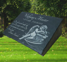 Grabplatte Grabstein Schiefer Gedenkstein Wunschgravur ca.30x20cm mit der Stütze