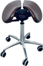 Sattelsitz Sattelhocker Salli Arbeitsstuhl ergonomisch Rollhocker braun Leder