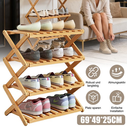 Schuhregal bambus mit ebenen - schuhregal,