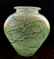 Joh. Loetz Witwe Green Schaum Art Deco Schaumglas Grünenfaden Glas Vase um 1930