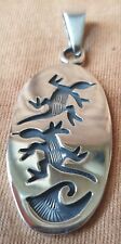 Nava- Hopi Kettenanhänger, "Lizzard", Geko, Oval, poliert, Indianerschmuck, 925%