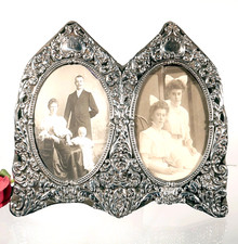 antik Doppelbilderrahmen Sterling Silber ENGLAND –feinstes art nouveau - m.Punze