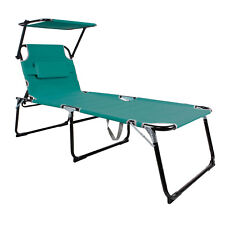 XXL Sonnenliege Gartenliege Liege Aluminium Dach Aqua klappbar L200xB70cm
