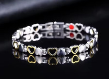 Armband Magnet Edelstahl Bicolor Farben Look Herz Elemente Damen Modeschmuck
